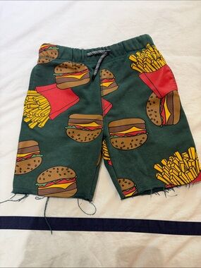 Appaman Green Burger & Fries Print Stretch-Waist Shorts